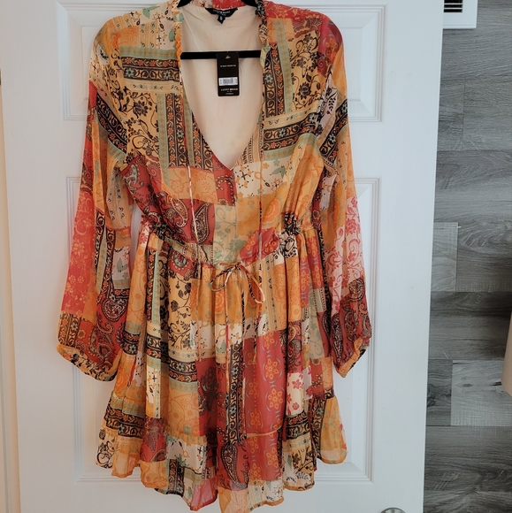 NWT Lucky Brand Tiered Fall Autumn Dress - Size XL - Picture 2 of 6